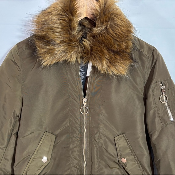 H&M Brown Bomber Jacket with Faux Fur Collar - Picture 2 of 10